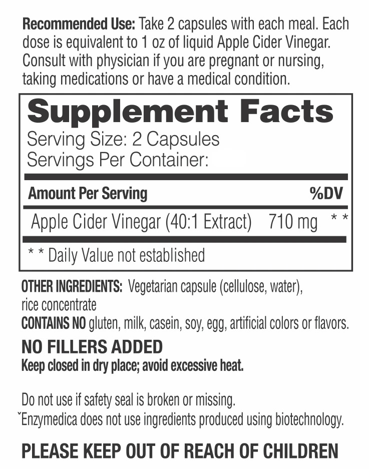 apple cider vinegar supplement facts